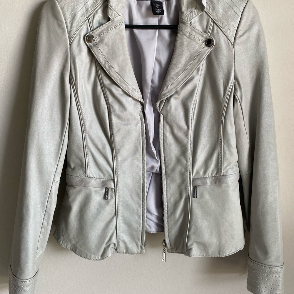 WHBM Pearlized Moto Jacket
